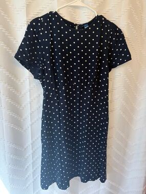 Old Navy Navy and White Polka Dot Midi Dress
